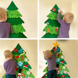 FELT CHRISTMAS TREE – Plstěný strom a náhradní ozdoby (114 cm x 67 cm) 03