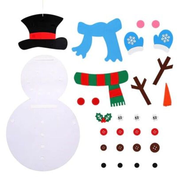 CHRISTMAS SNOWMAN – Plstěný sněhulák s odnímatelnými ozdobami 03